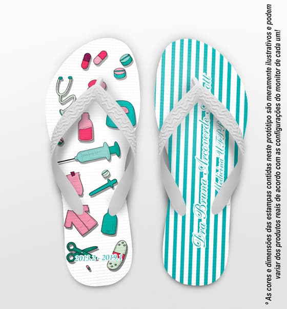 Chinelo Personalizado Formatura Medicina Listrado COD 6842