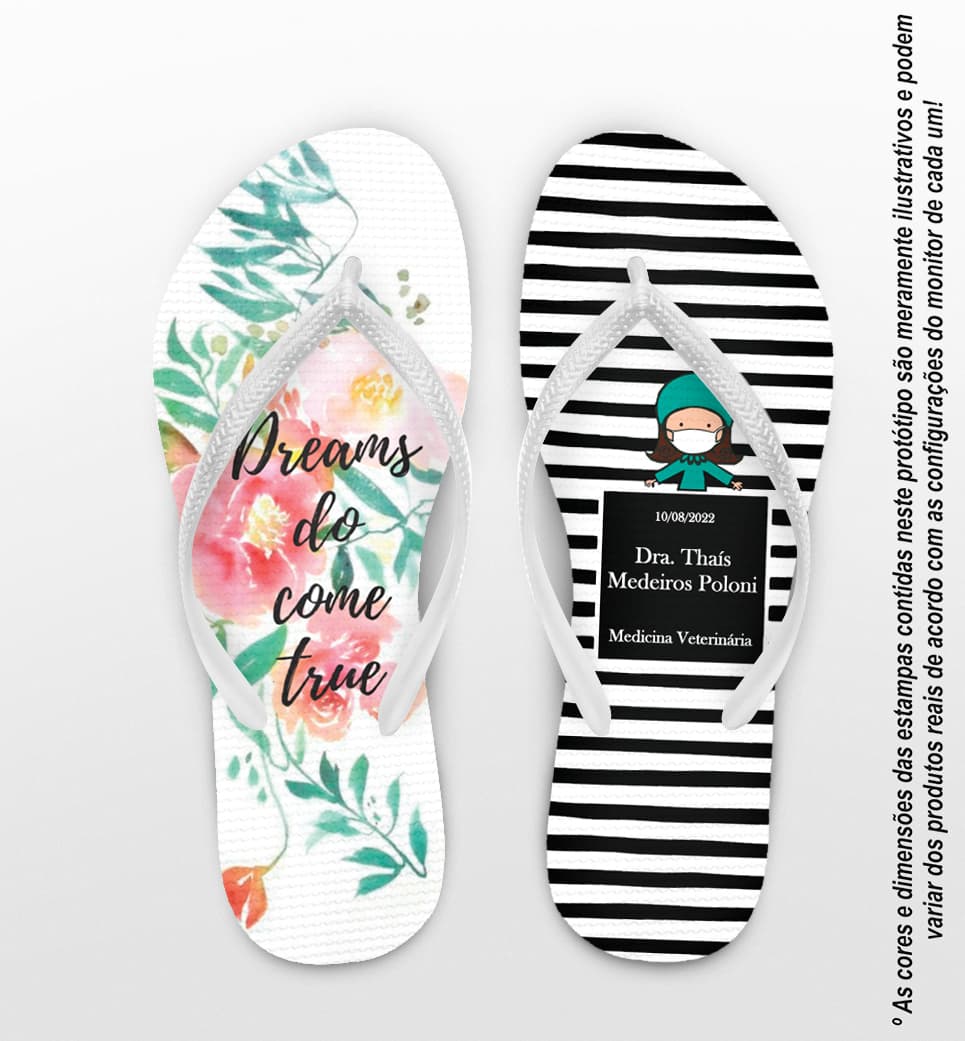 Chinelo Personalizado Formatura Medicina Listrado com Floral COD 6275