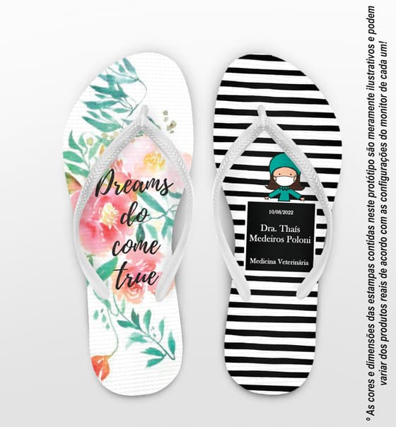 Chinelo Personalizado Formatura Medicina Listrado com Floral COD 6275