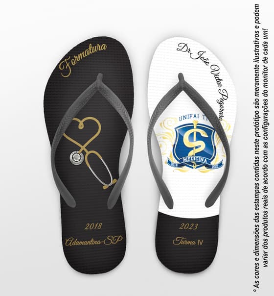 Chinelo Personalizado Formatura Medicina Preto - COD 3003
