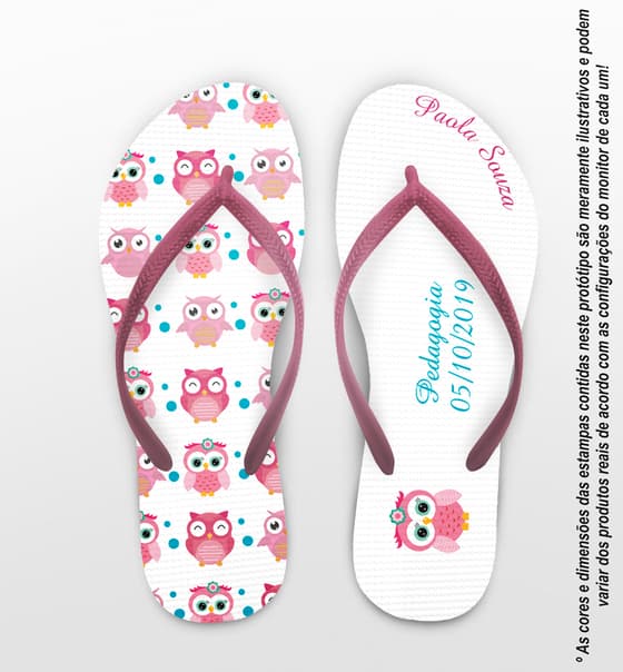 Chinelo Personalizado Formatura Pedagogia com Corujas COD 9091