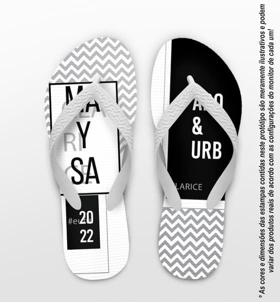Chinelo Personalizado Formatura Preto com Branco COD 6403
