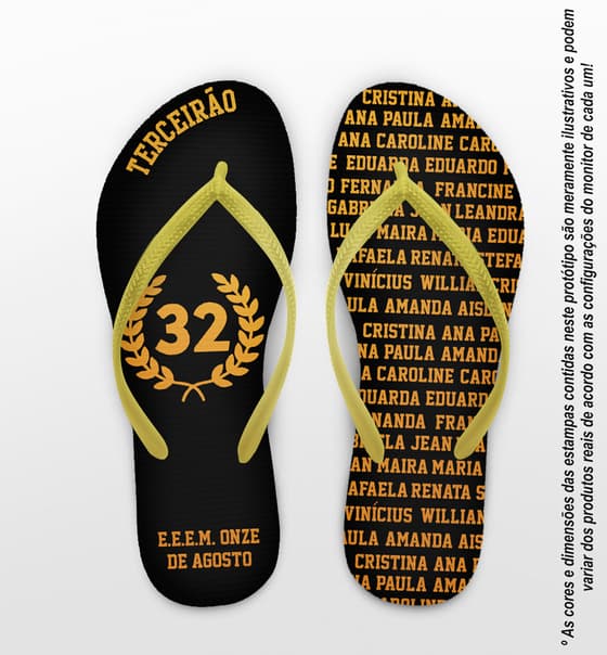 Chinelo Personalizado Formatura Terceirão em Dourado COD 6760
