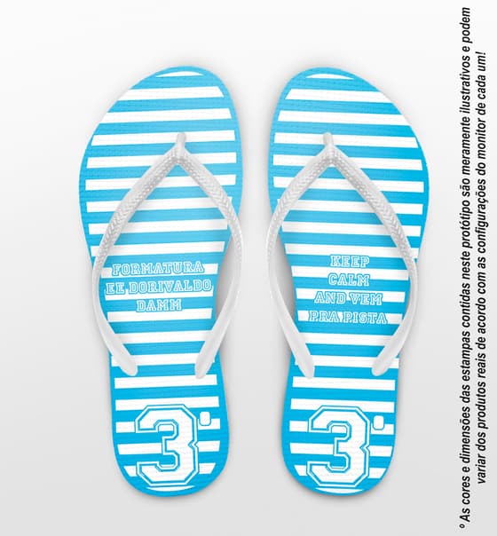 Chinelo Personalizado Formatura Terceirão Listrado Azul COD 6769