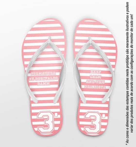 Chinelo Personalizado Formatura Terceirão Listrado cor Salmão COD 6767