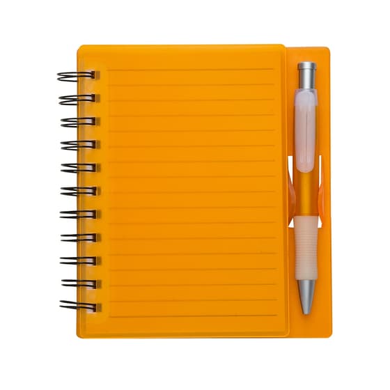 CADERNO PLÁSTICO C/ CANETA