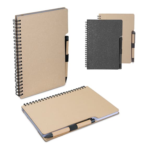 Caderno A5 Capa em Papelão Reciclado c/ Caneta