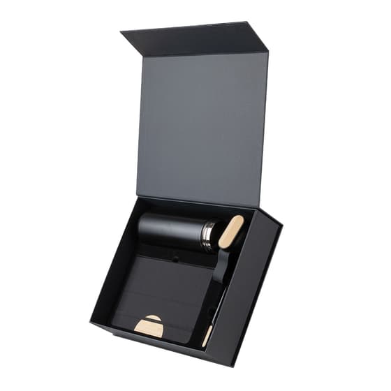 Kit escritório Caderno, Garrafa e Caneta Metalica